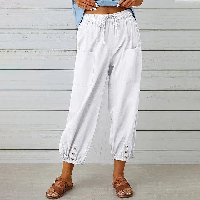 Pantalones de lino para mujer para comodidad diaria