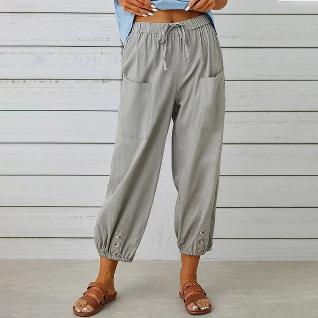 Pantalones de lino para mujer para comodidad diaria