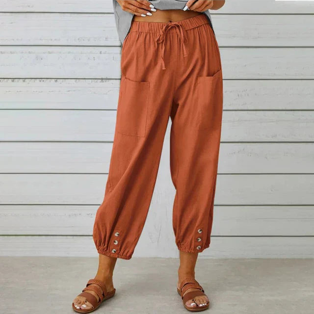 Pantalones de lino para mujer para comodidad diaria