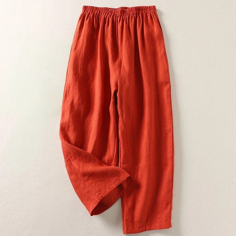 Pantalones de mujer de pernera ancha con cintura elástica