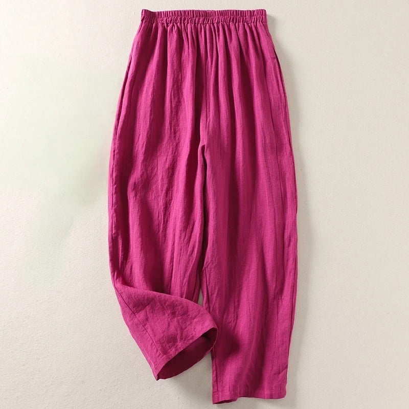Pantalones de mujer de pernera ancha con cintura elástica
