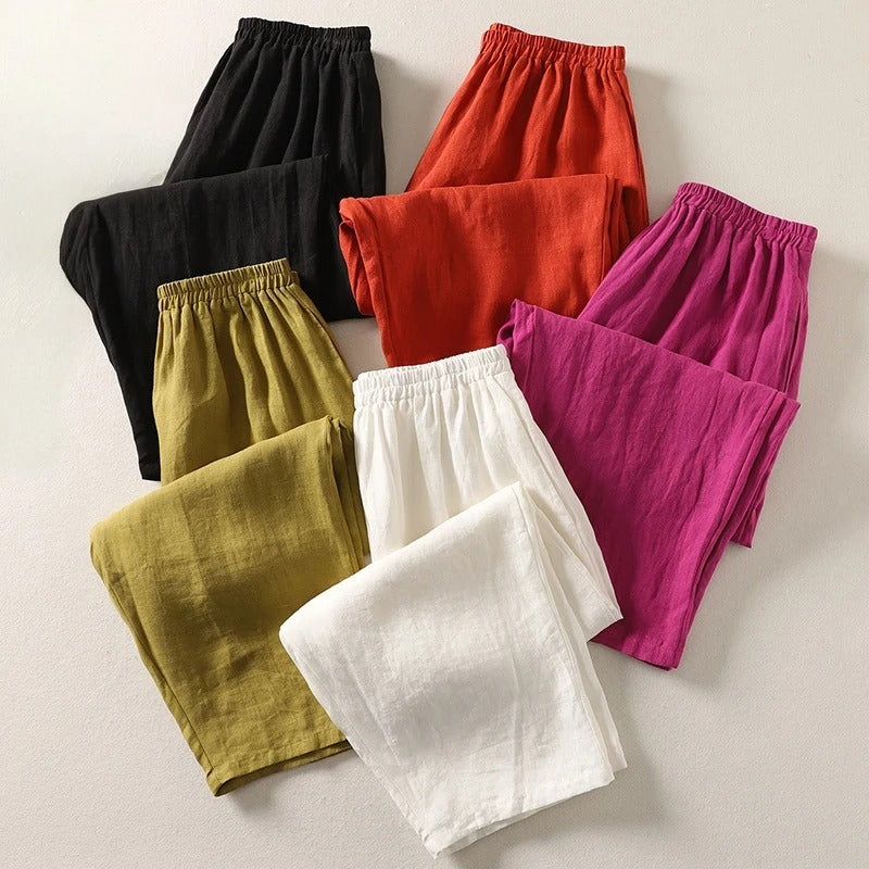 Pantalones de mujer de pernera ancha con cintura elástica
