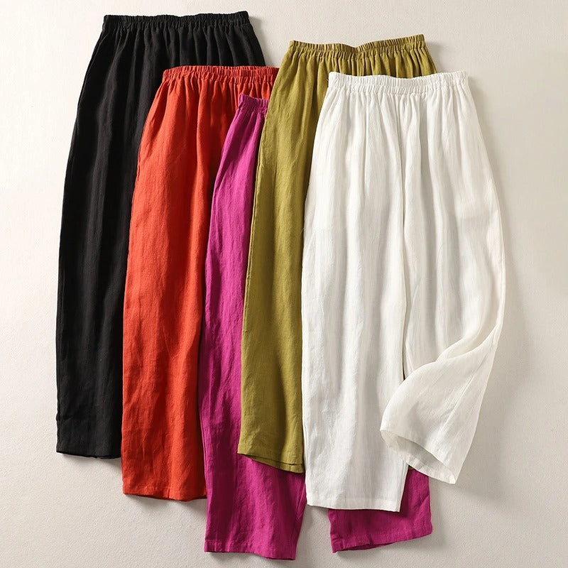 Pantalones de mujer de pernera ancha con cintura elástica