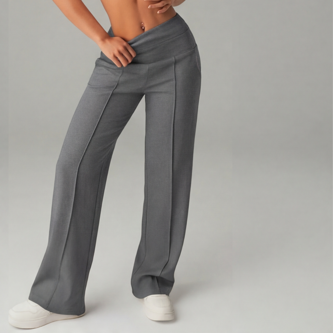 Pantalones elásticos de pernera ancha y tiro alto