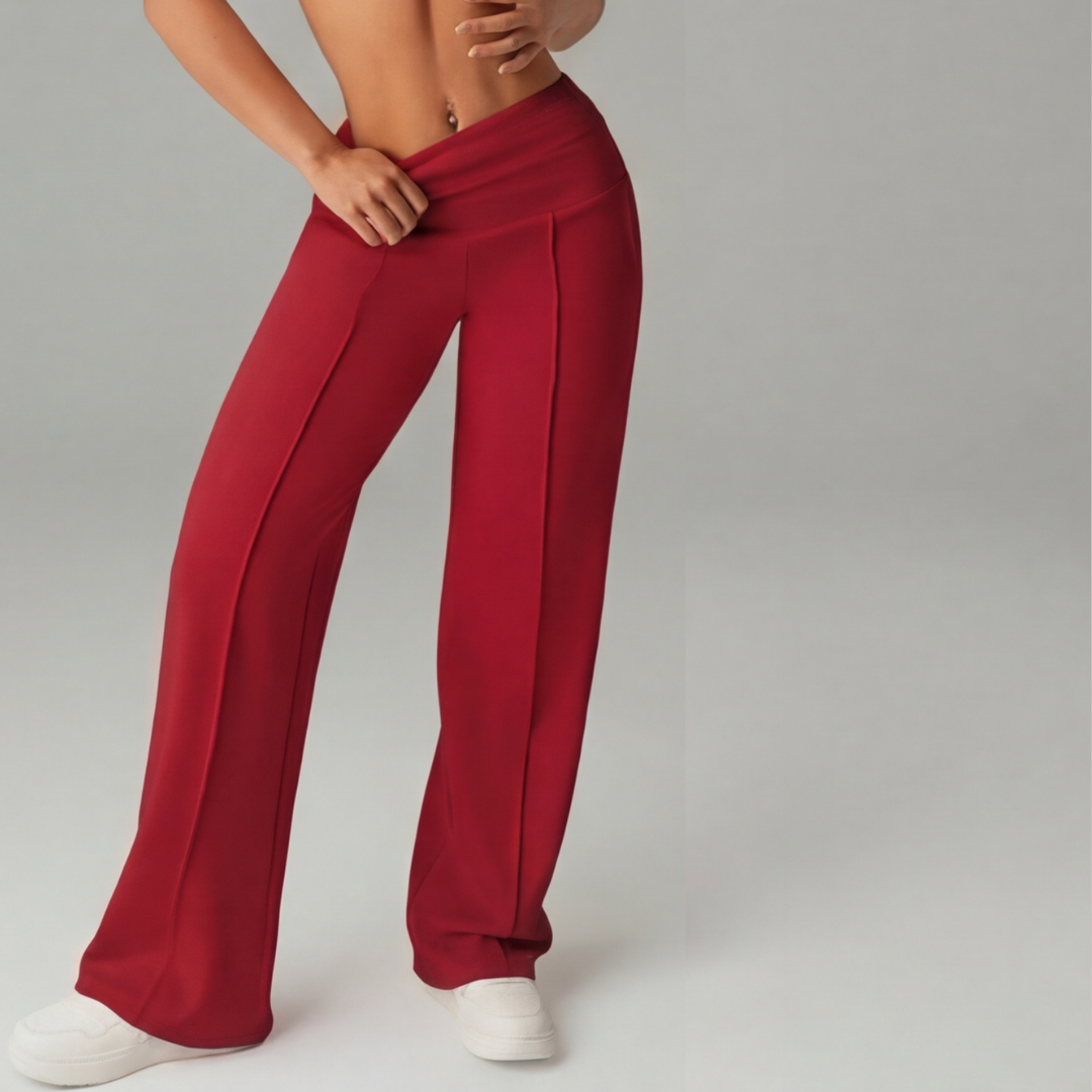 Pantalones elásticos de pernera ancha y tiro alto