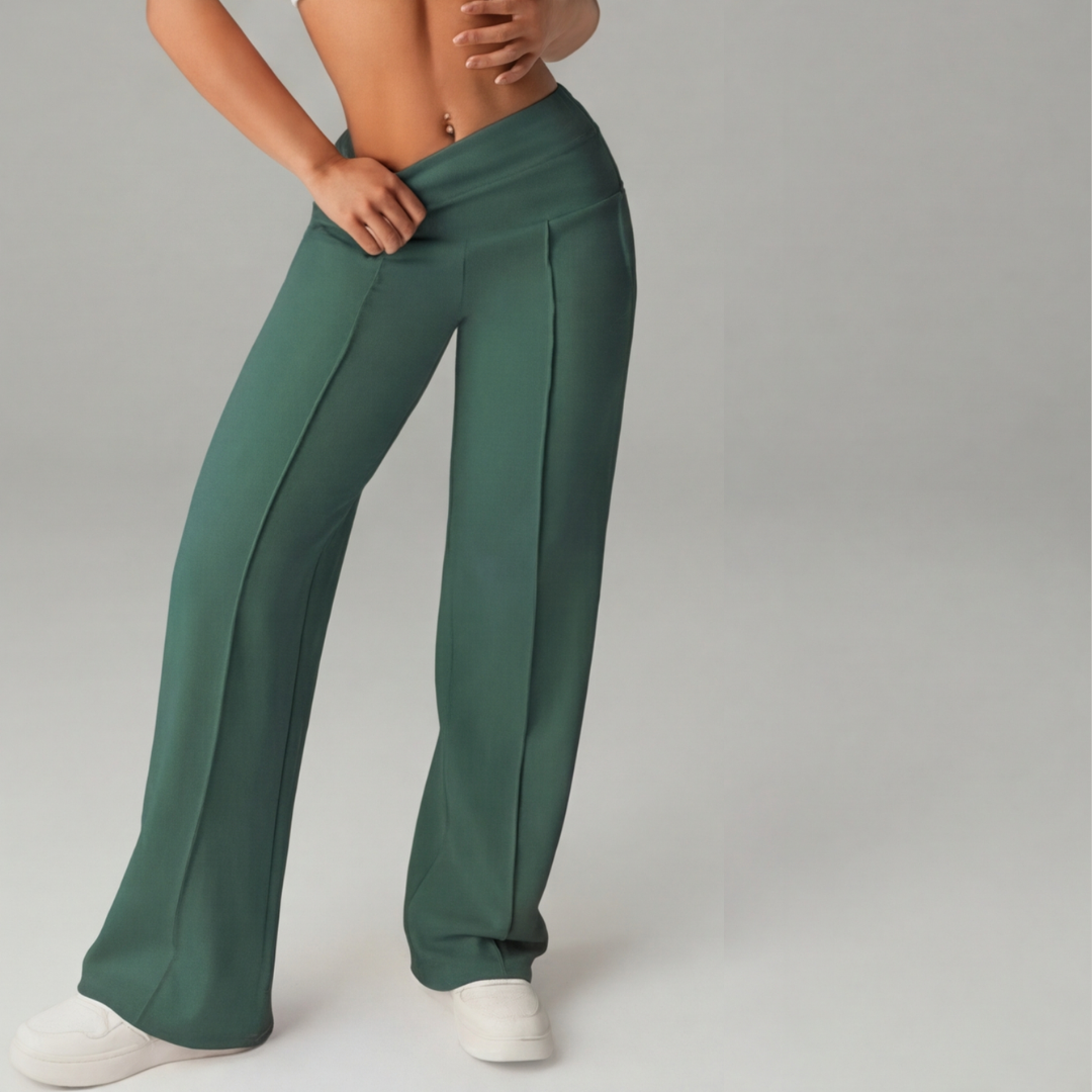 Pantalones elásticos de pernera ancha y tiro alto