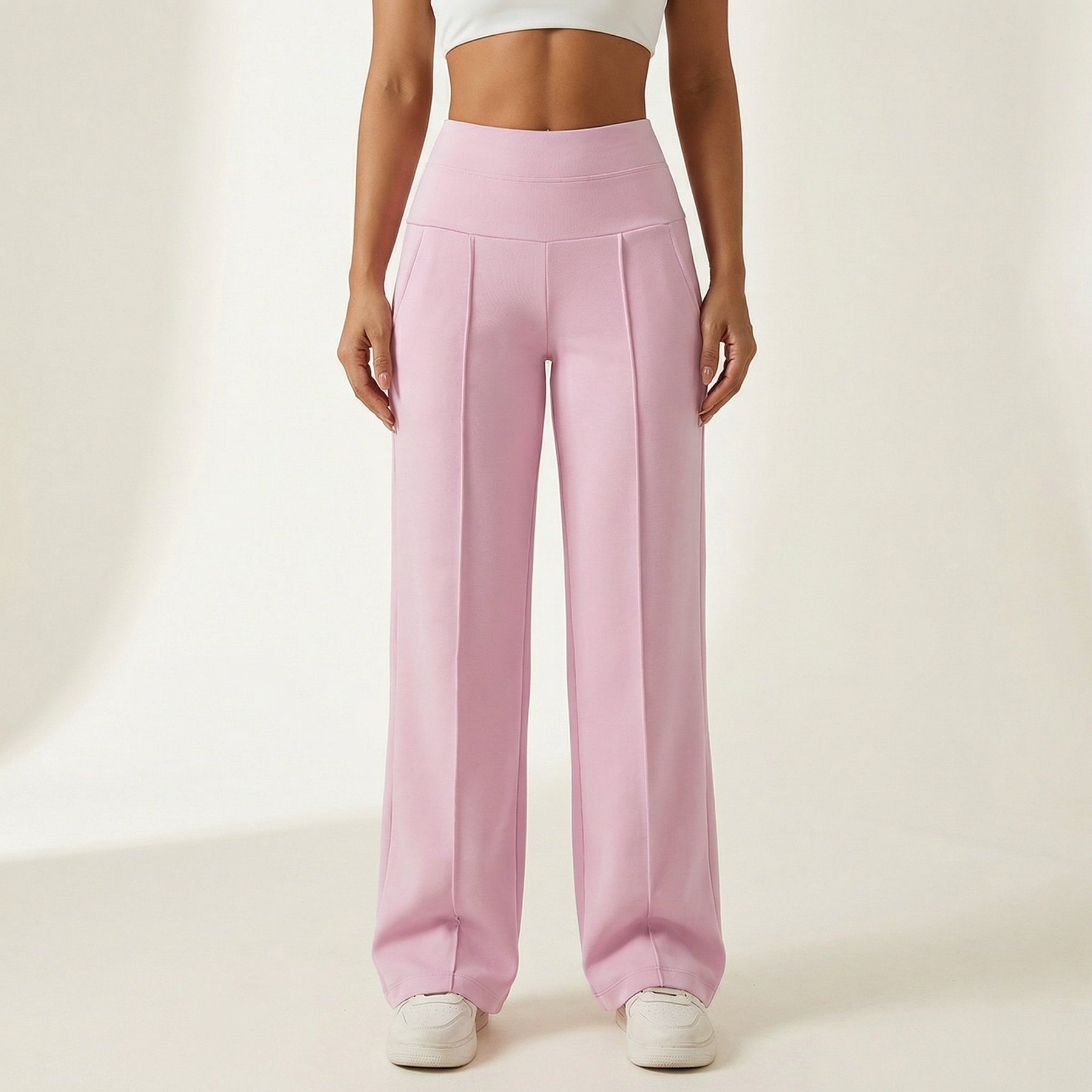 Pantalones elásticos de pernera ancha y tiro alto