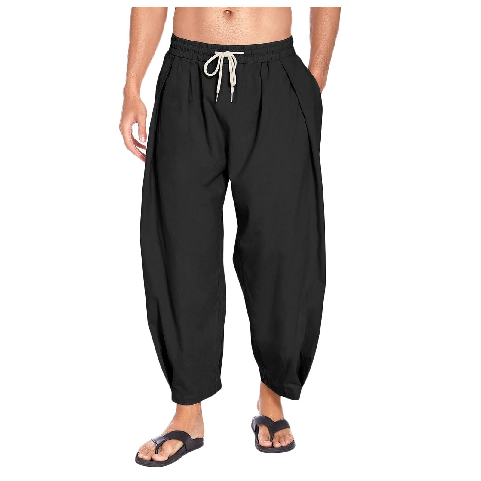 Pantalones harem de tiro bajo para hombre