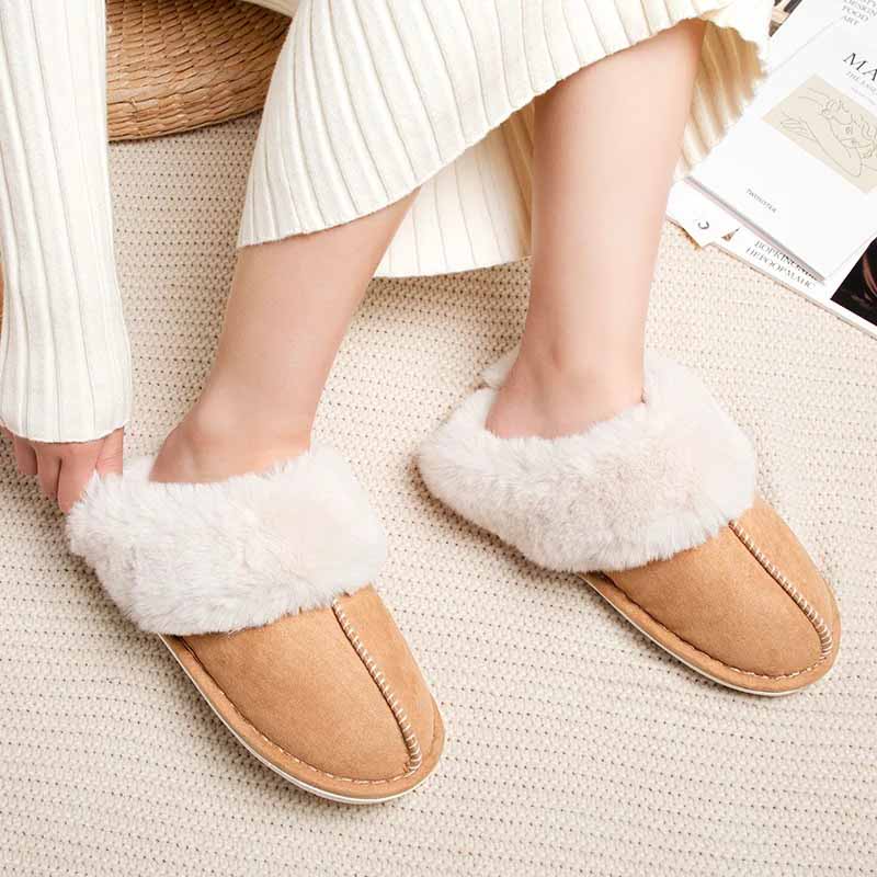 Pantuflas cálidas con forro suave y suela antideslizante