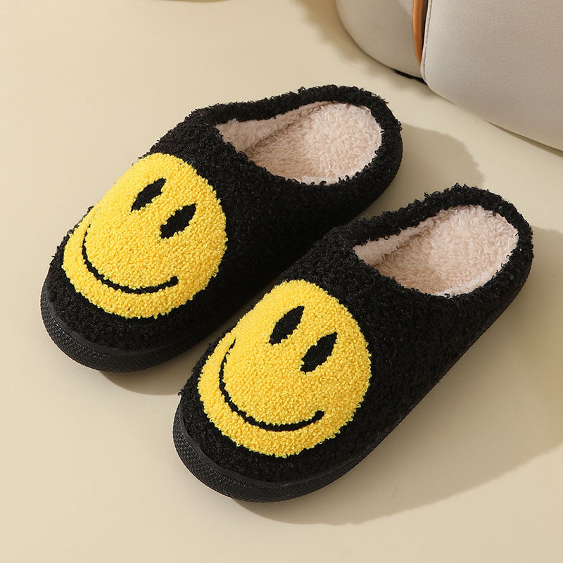 Pantuflas de casa para mujer con motivo de carita sonriente y forro suave