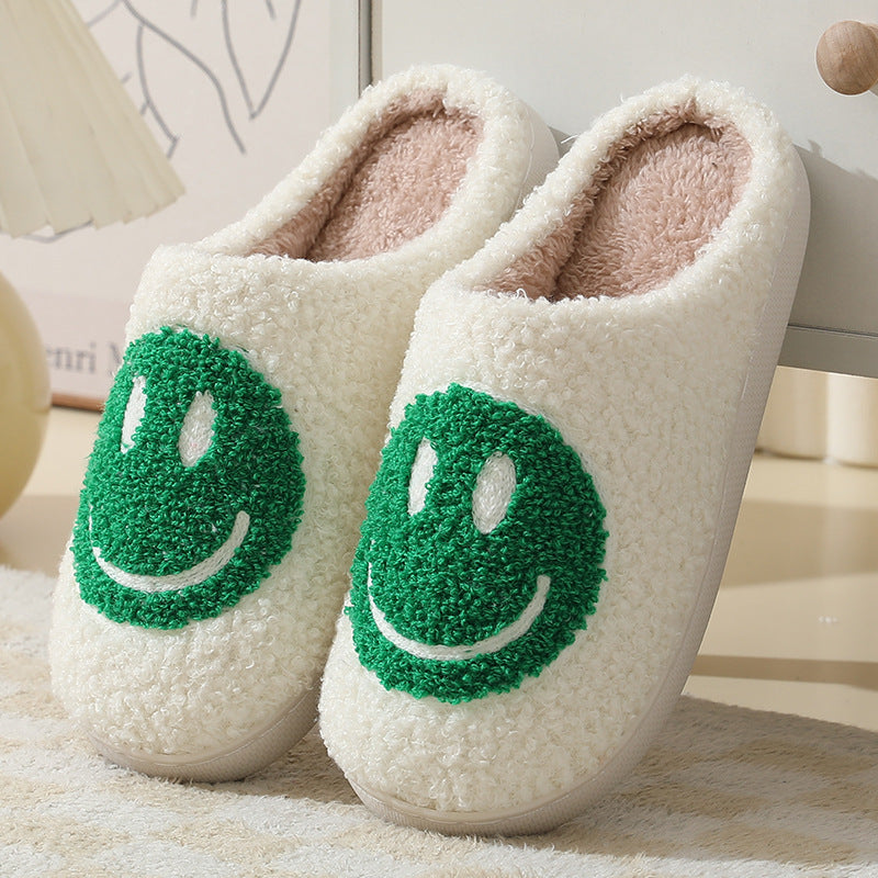 Pantuflas de casa para mujer con motivo de carita sonriente y forro suave