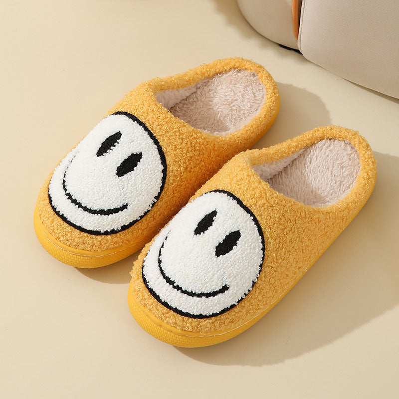 Pantuflas de casa para mujer con motivo de carita sonriente y forro suave