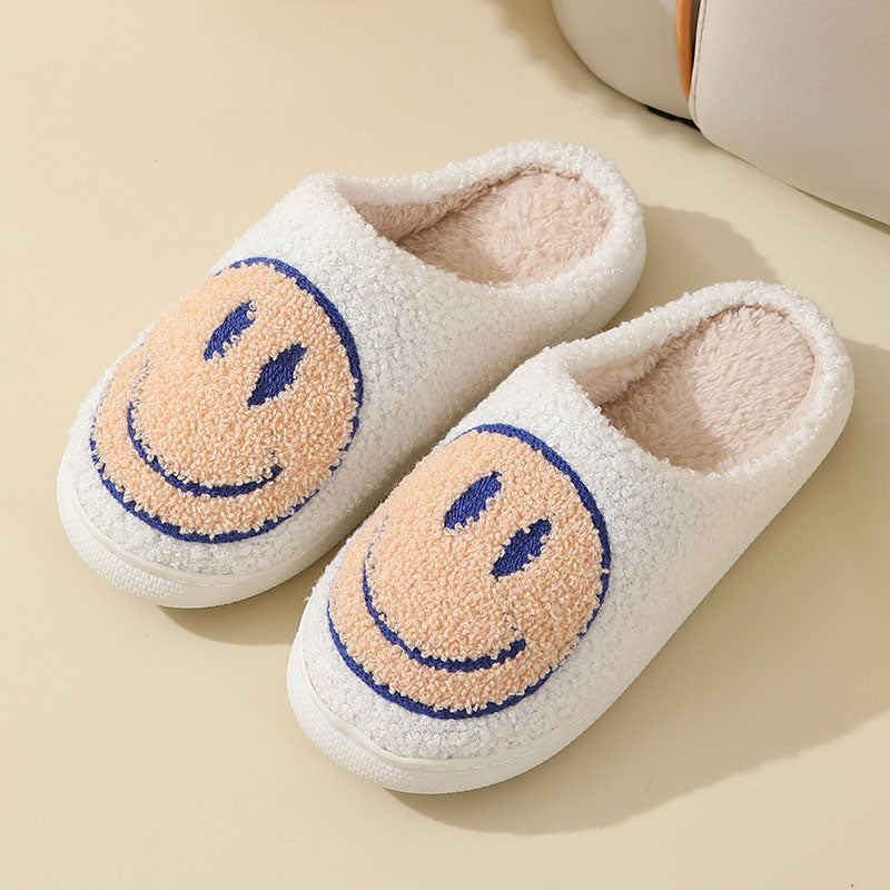 Pantuflas de casa para mujer con motivo de carita sonriente y forro suave