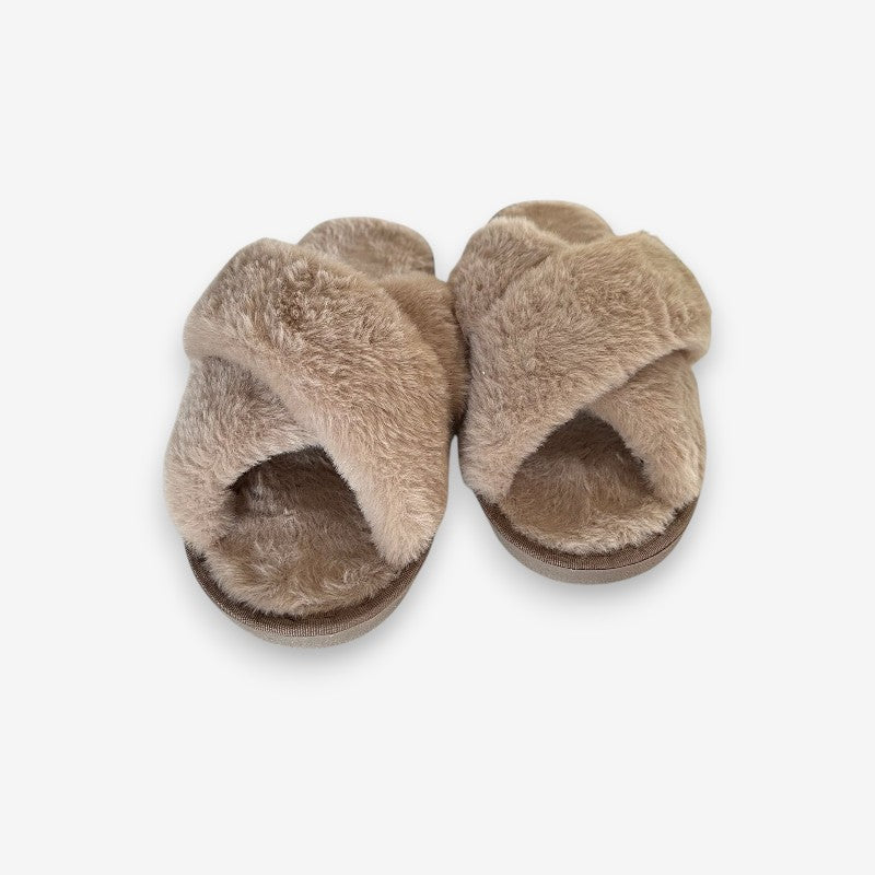 Pantuflas de casa para mujer con tiras cruzadas y talón abierto