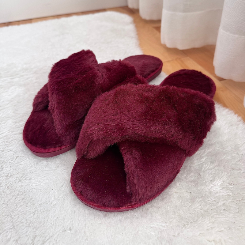 Pantuflas de casa para mujer con tiras cruzadas y talón abierto
