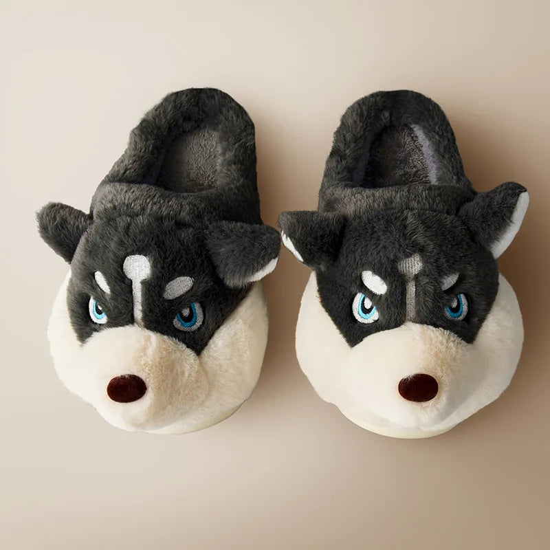 Pantuflas de felpa de husky: para calidez y alegría en casa