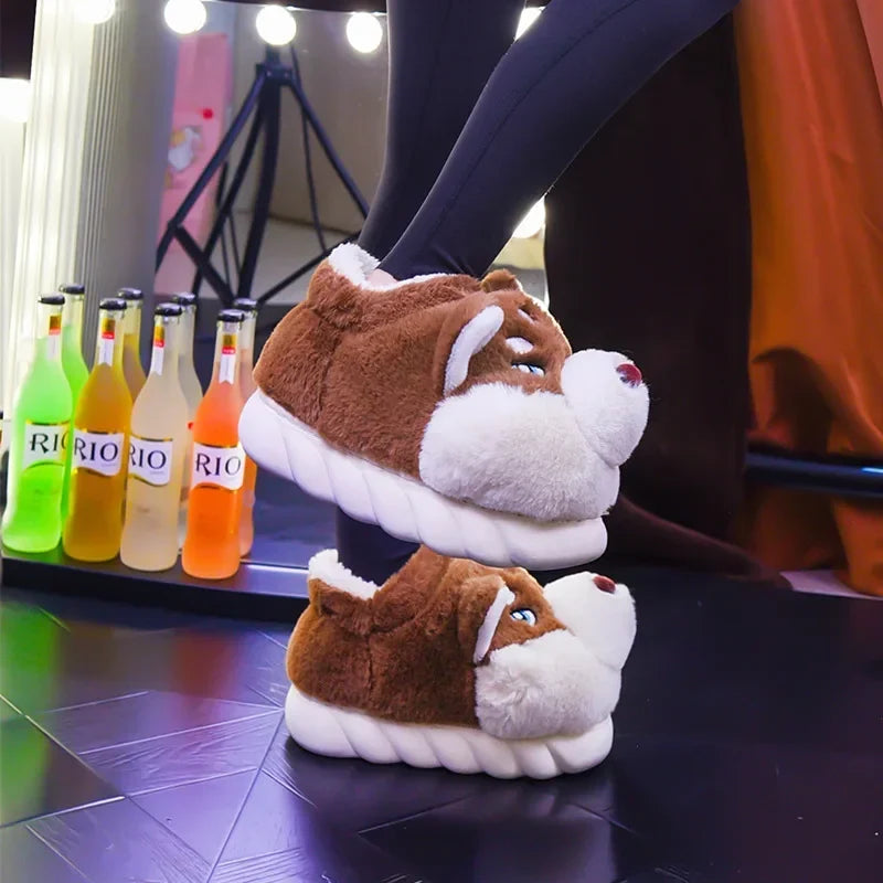 Pantuflas de felpa de husky: para calidez y alegría en casa