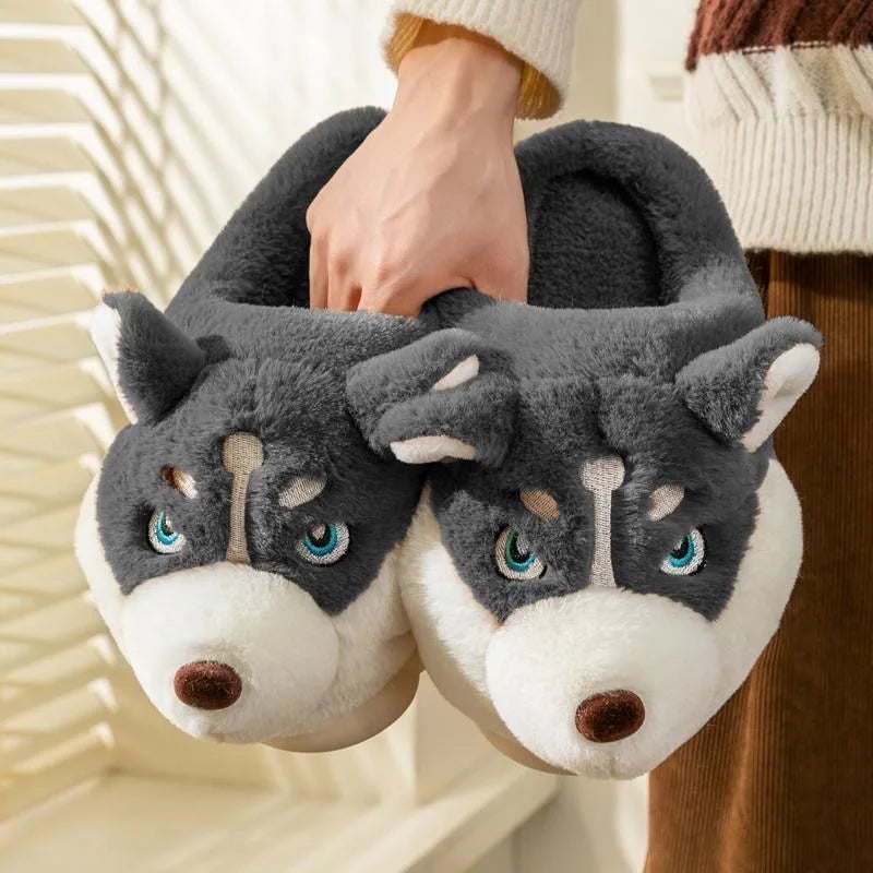 Pantuflas de felpa de husky: para calidez y alegría en casa