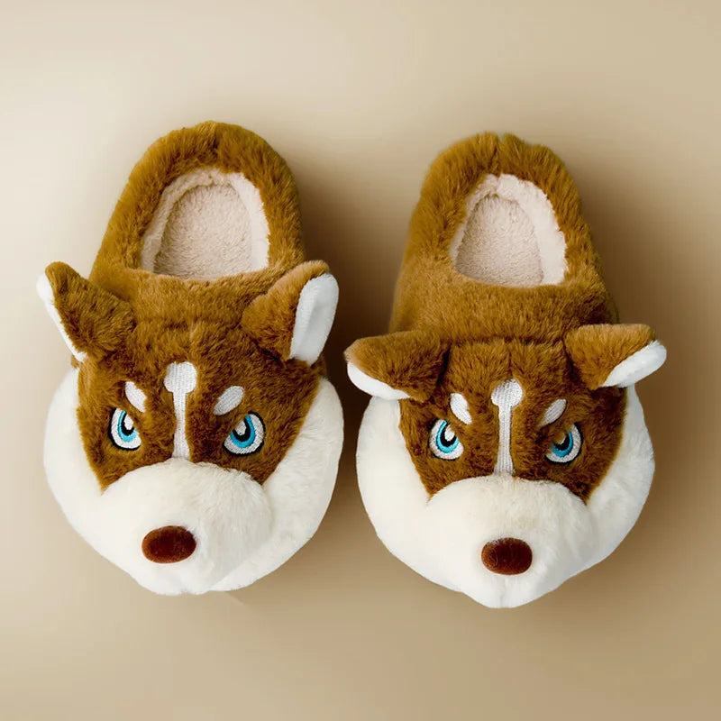 Pantuflas de felpa de husky: para calidez y alegría en casa