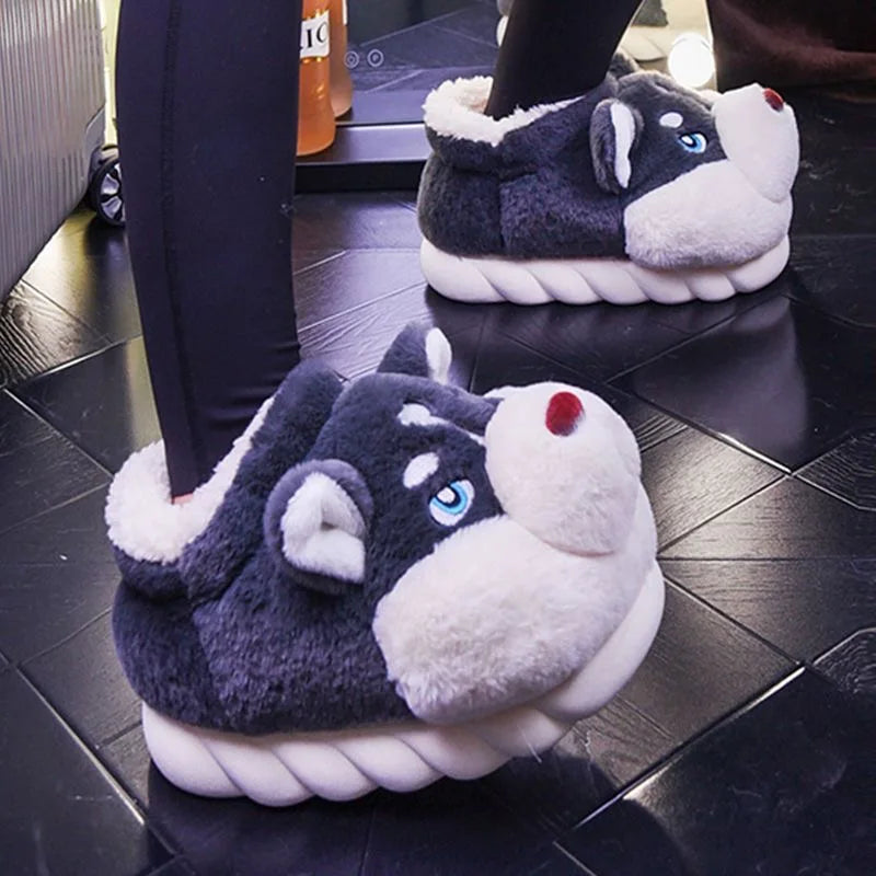 Pantuflas de felpa de husky: para calidez y alegría en casa
