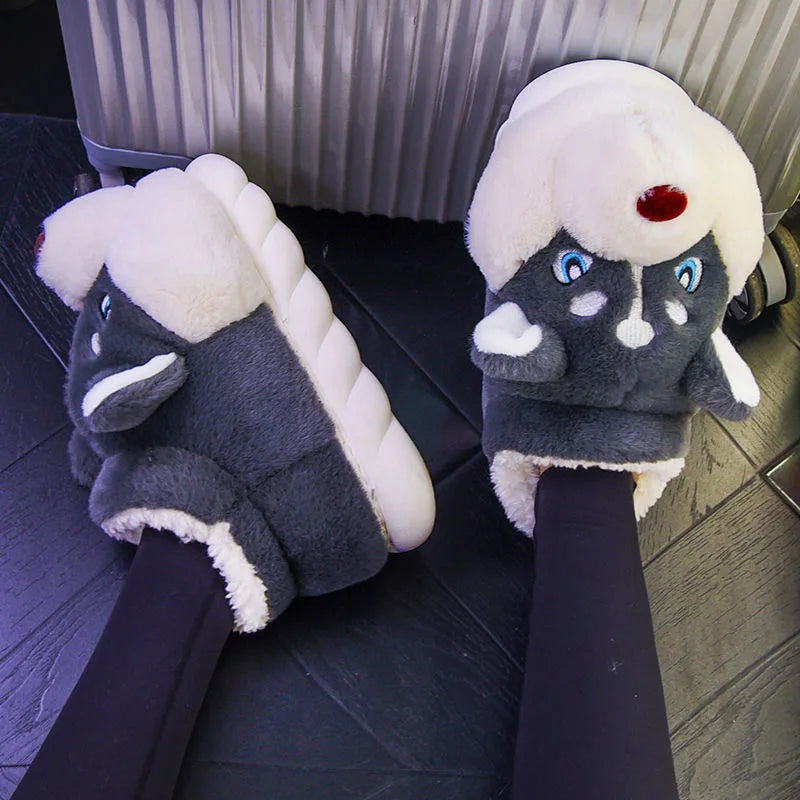 Pantuflas de felpa de husky: para calidez y alegría en casa
