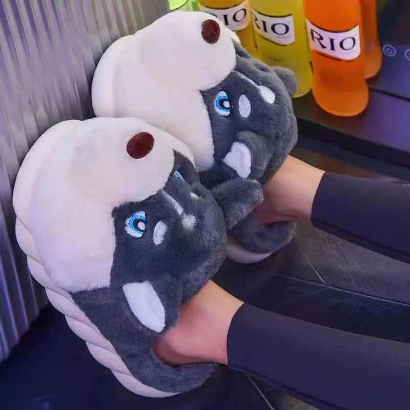 Pantuflas de felpa de husky: para calidez y alegría en casa