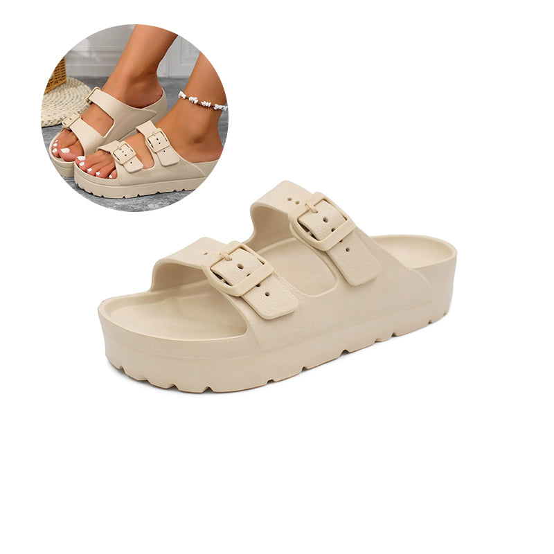 Pantuflas para mujer con suela gruesa y amortiguación de impactos