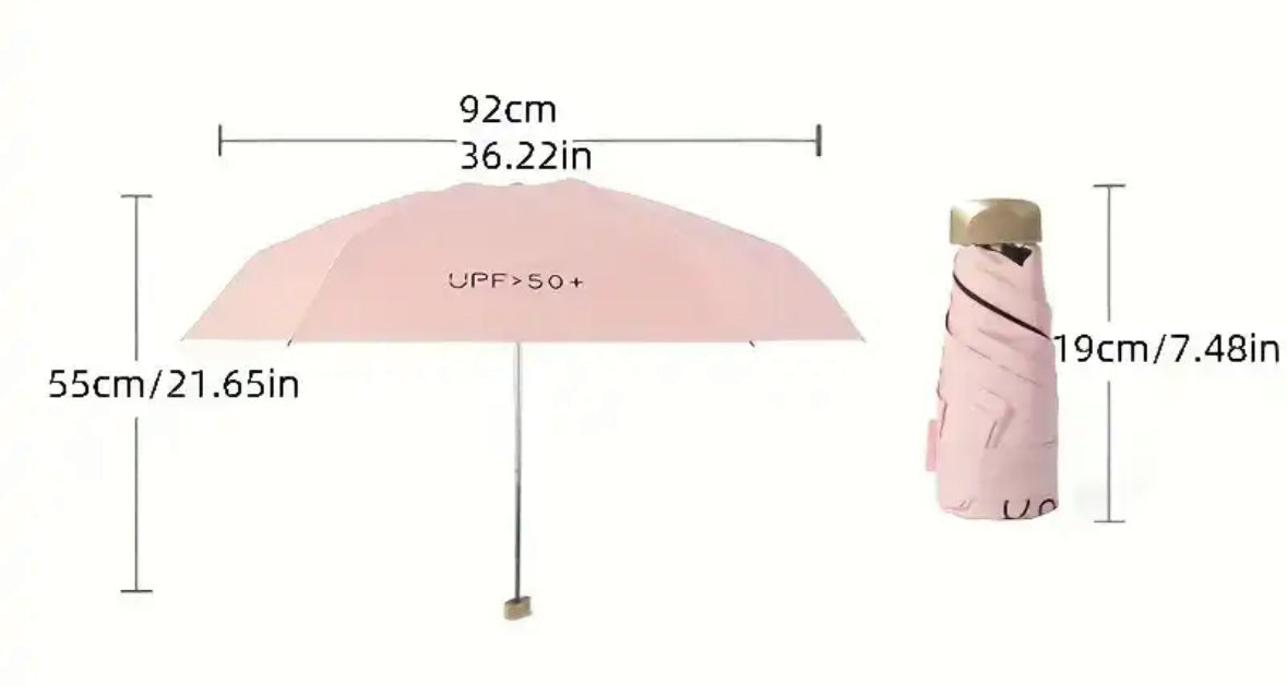 Paraguas de viaje plegable ultracompacto, cortavientos y resistente a los rayos UV, tamaño de bolsillo