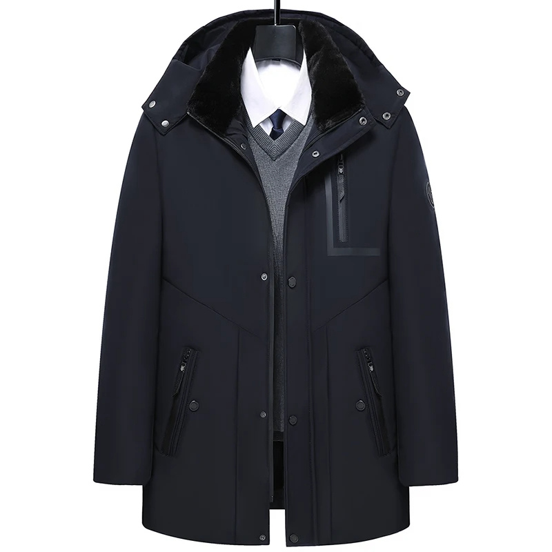 Parka cálida de invierno para hombre con capucha extraíble
