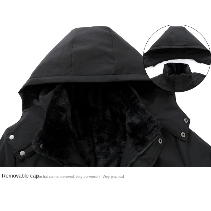 Parka cálida de invierno para hombre con capucha extraíble