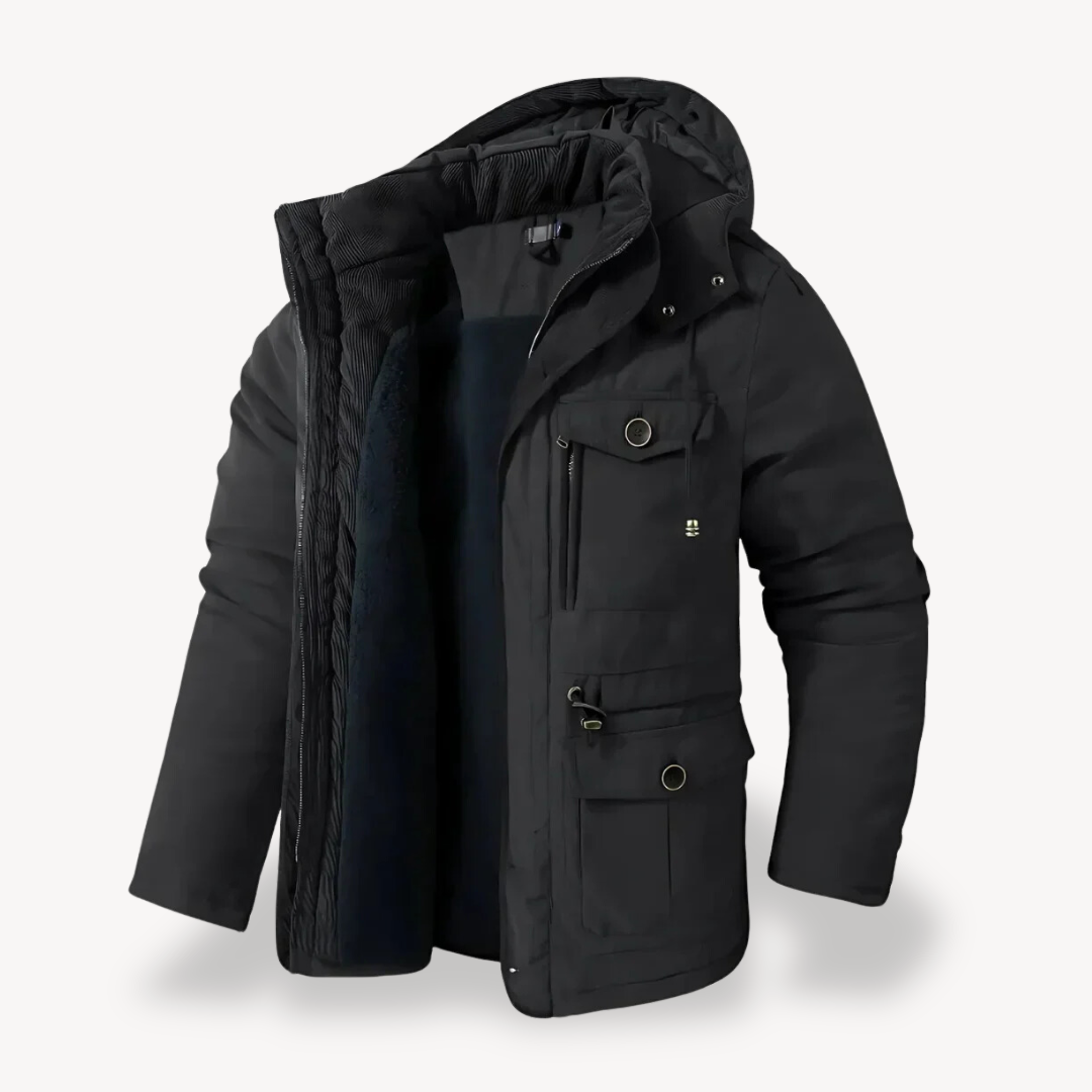 Parka de invierno impermeable para hombre con capucha forrada