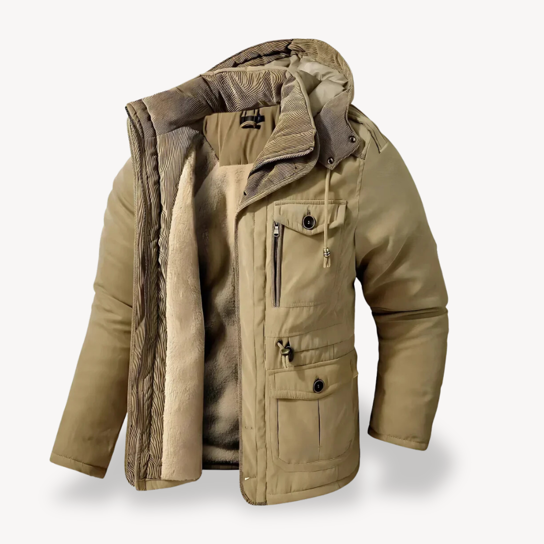 Parka de invierno impermeable para hombre con capucha forrada