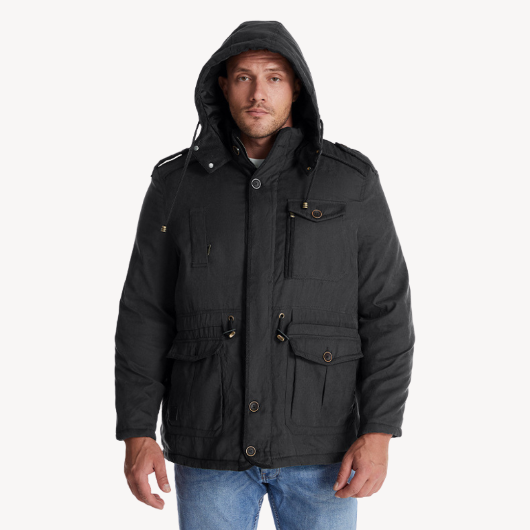 Parka de invierno impermeable para hombre con capucha forrada