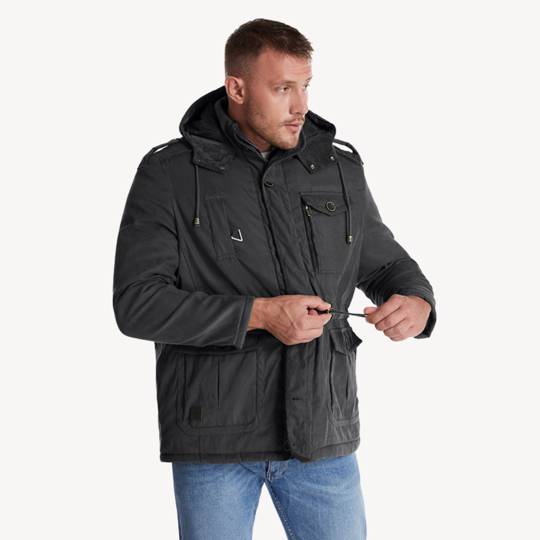 Parka de invierno impermeable para hombre con capucha forrada