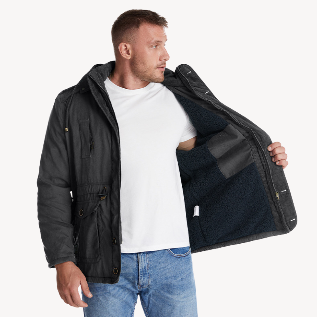 Parka de invierno impermeable para hombre con capucha forrada