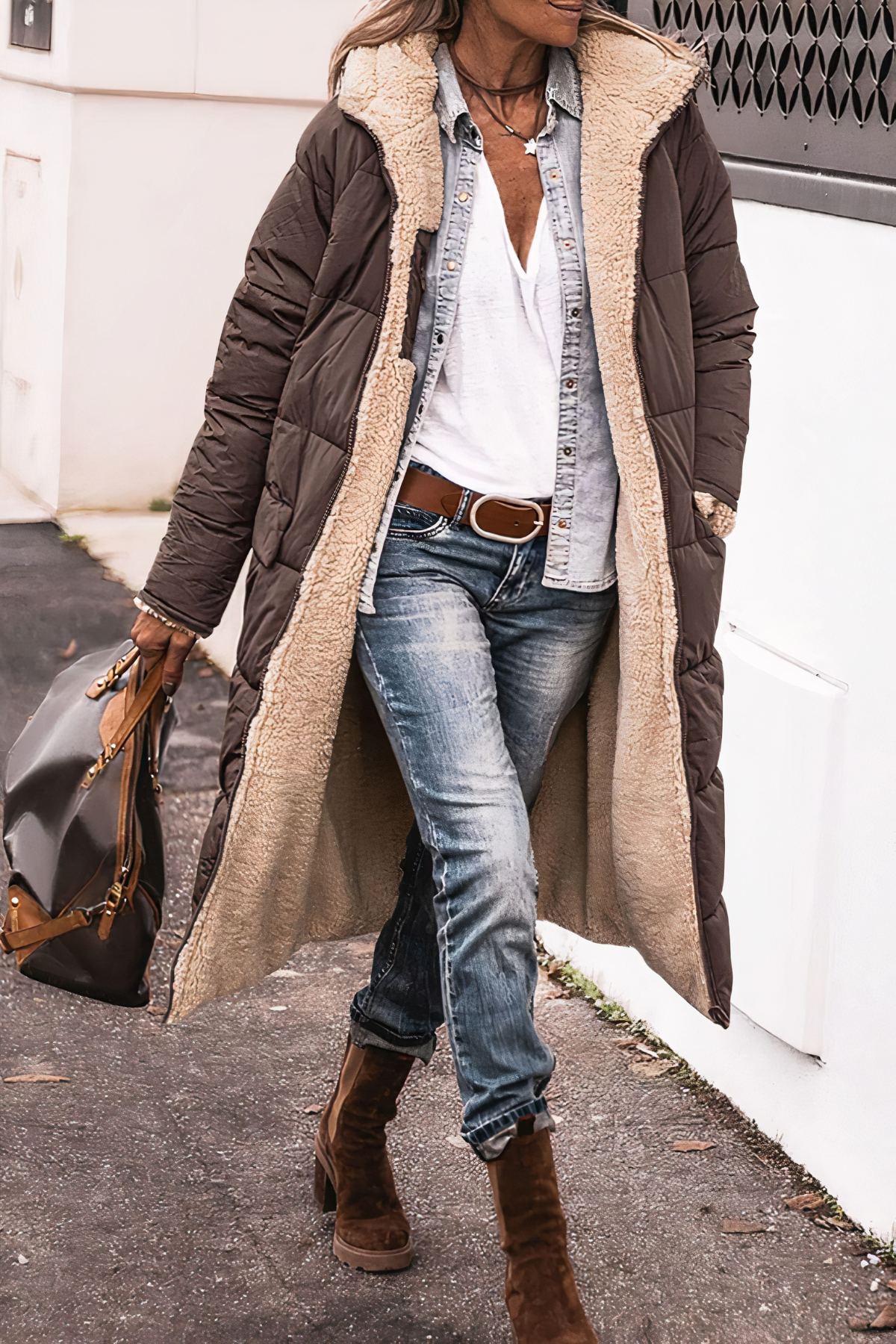 Parka impermeable reversible para mujer