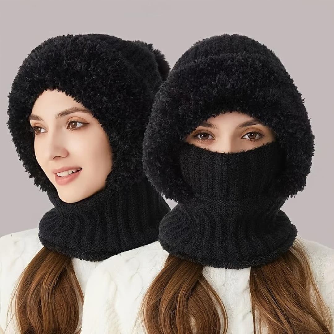 Pasamontañas Máscara de Esquí Ajustable Cortavientos de Forro Polar Sherpa con Calentador de Cuello