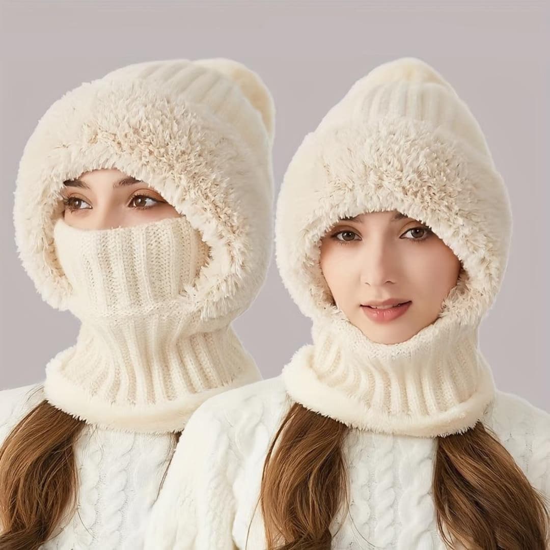 Pasamontañas Máscara de Esquí Ajustable Cortavientos de Forro Polar Sherpa con Calentador de Cuello