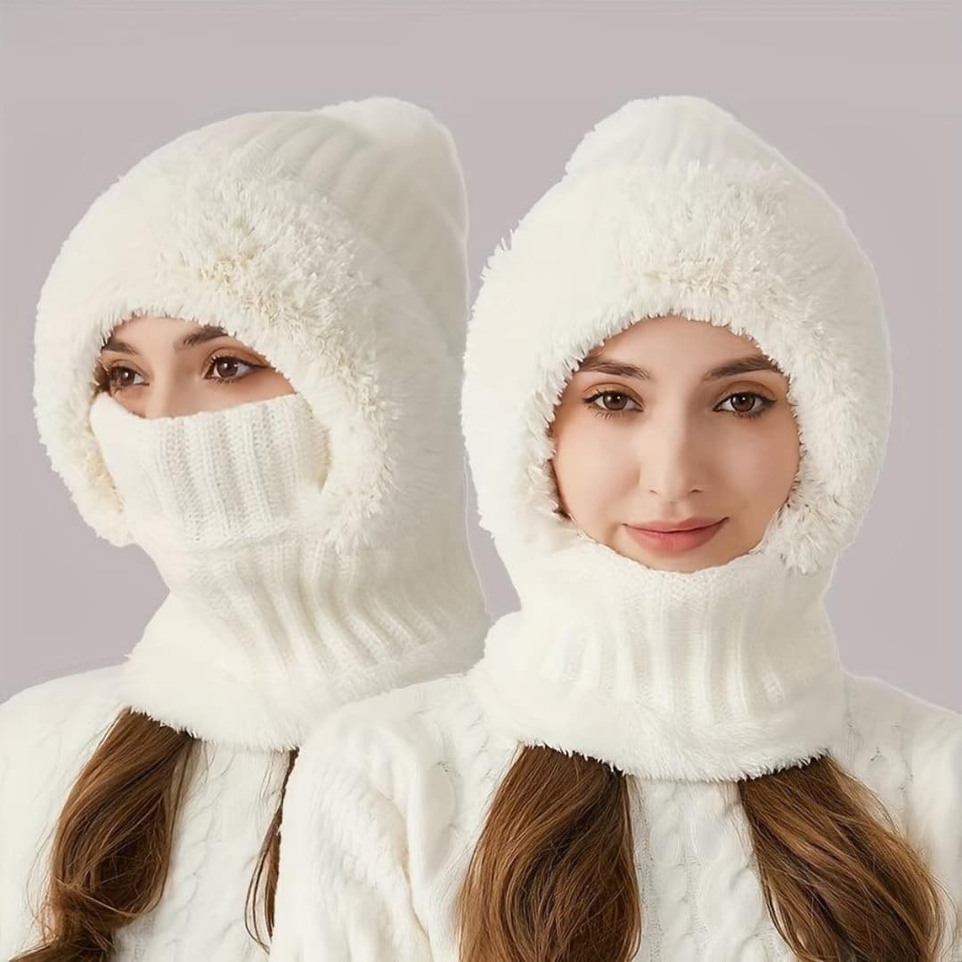 Pasamontañas Máscara de Esquí Ajustable Cortavientos de Forro Polar Sherpa con Calentador de Cuello