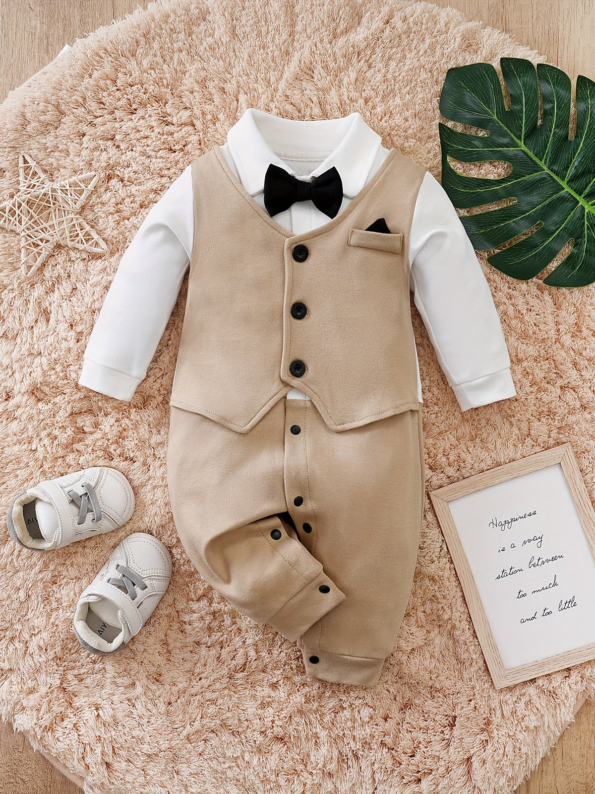 Pelele infantil con chaleco y pajarita
