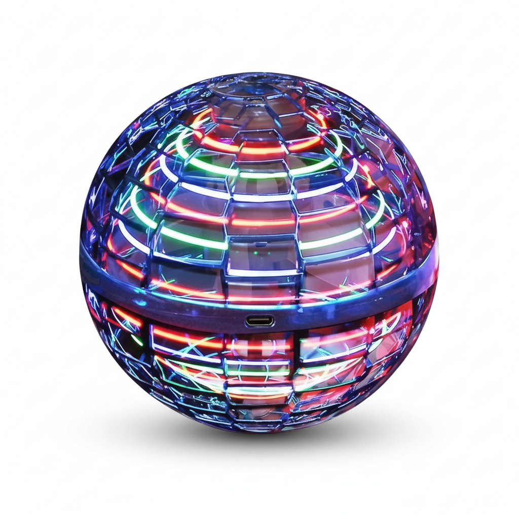 Pelota Voladora Flying Orb | Spinner Volador Aerodinámico con Efectos LED | Rotación de 360° y Función de Bumerán | Estructura Resistente y Carga Rápida USB