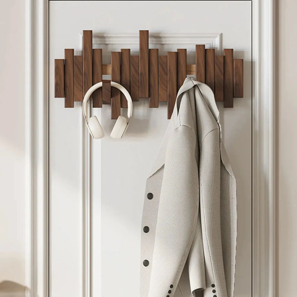 Perchero de Pared Estilo Piano - Nogal/Haya - Diseño Elegante