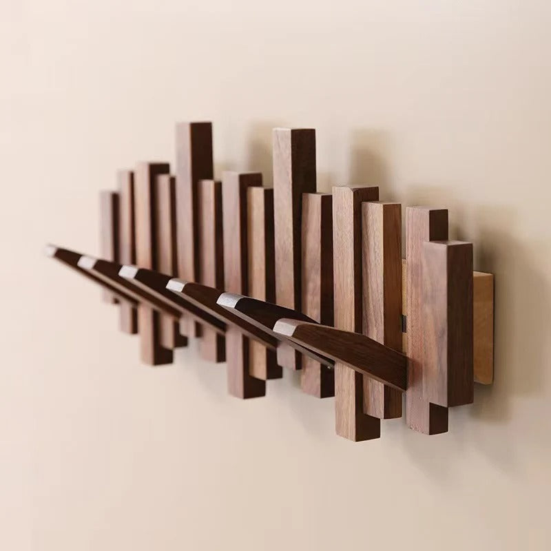 Perchero de Pared Estilo Piano - Nogal/Haya - Diseño Elegante