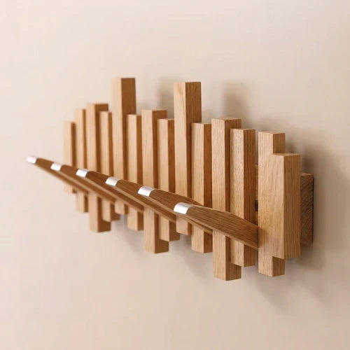 Perchero de Pared Estilo Piano - Nogal/Haya - Diseño Elegante