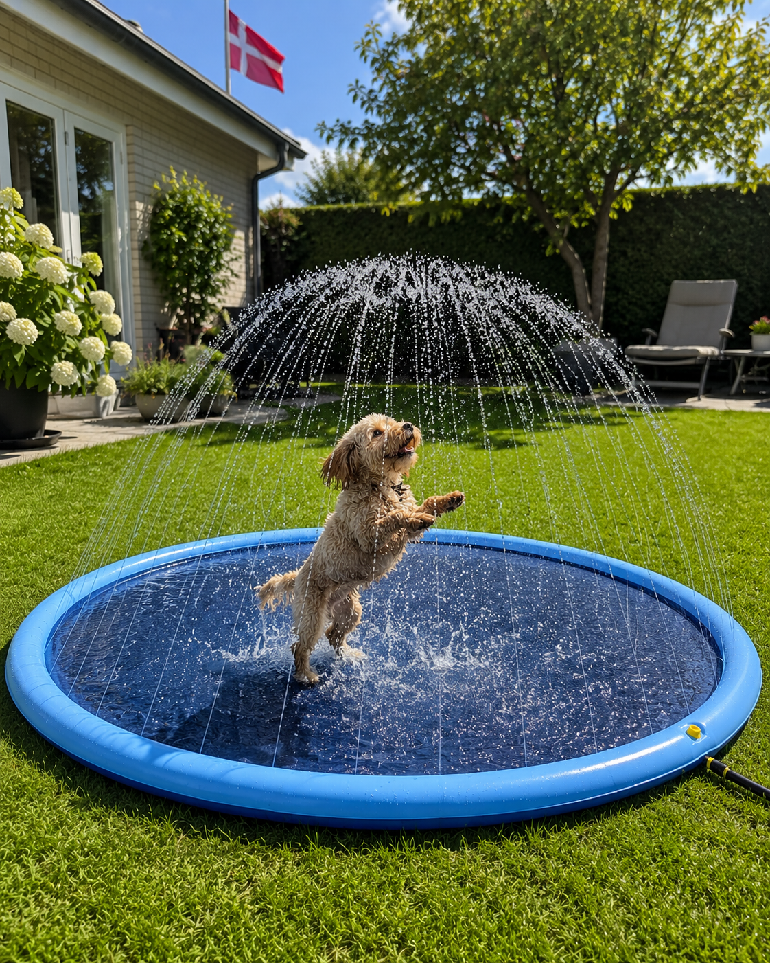 Piscina para perros con aspersor de agua (disponible en tamaños para perros grandes y pequeños)