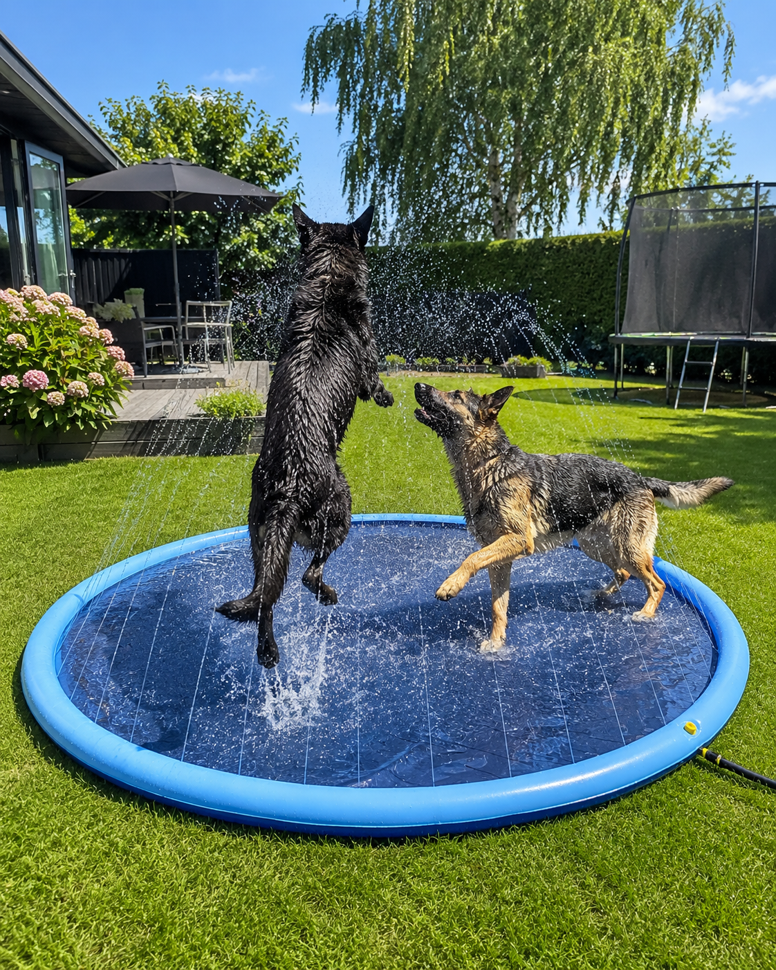 Piscina para perros con aspersor de agua (disponible en tamaños para perros grandes y pequeños)