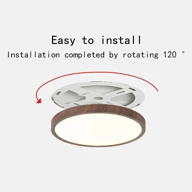 Plafón LED de techo moderno circular ultraplano de madera