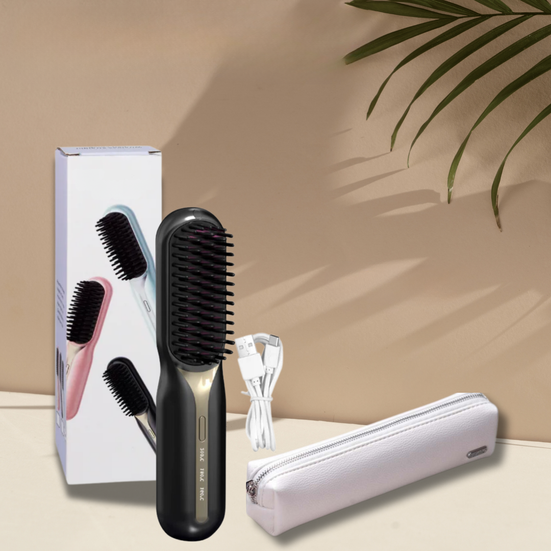 Plancha de Pelo | Cepillo Alisador Inalámbrico | Peinado Rápido y Pelo Brillante