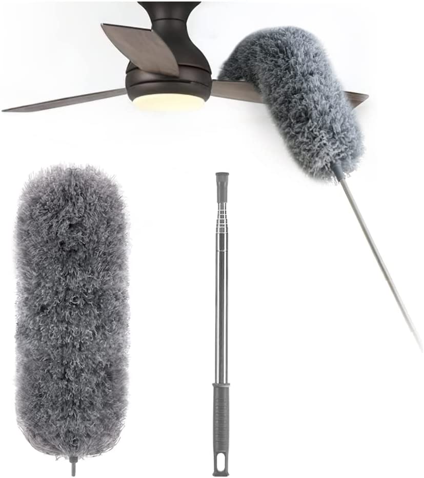 Plumero Extensible con Cabezal Desmontable de Microfibra para Techos y Ventiladores