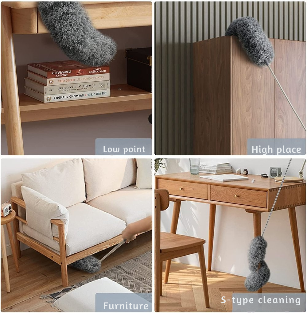 Plumero Extensible con Cabezal Desmontable de Microfibra para Techos y Ventiladores
